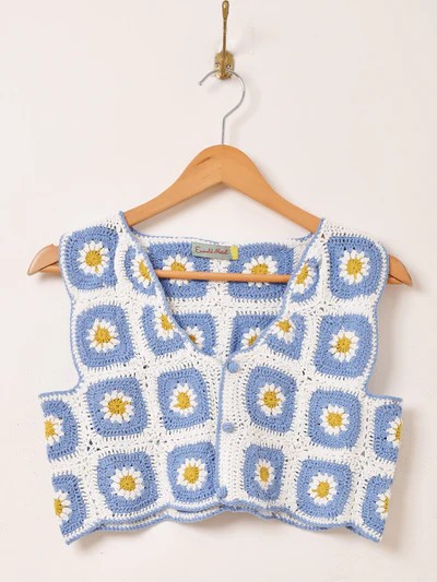 【2色展開】Emerald Motel 花柄 グラニースクエア ベスト