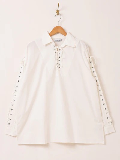 【2色展開】Emerald Motel レースアップ 長袖シャツ