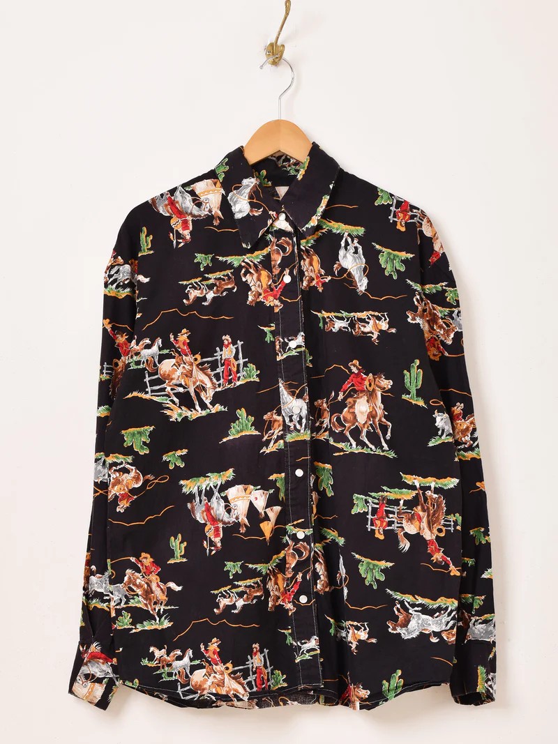 総柄 カウボーイ 長袖シャツ