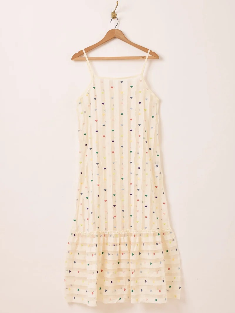 【2色展開】Meridian ハート刺繍 テープ キャミソールワンピース
