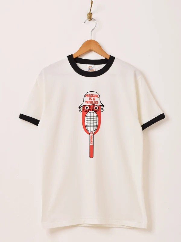 【2色展開】プリント リンガーTシャツ「TENNIS」